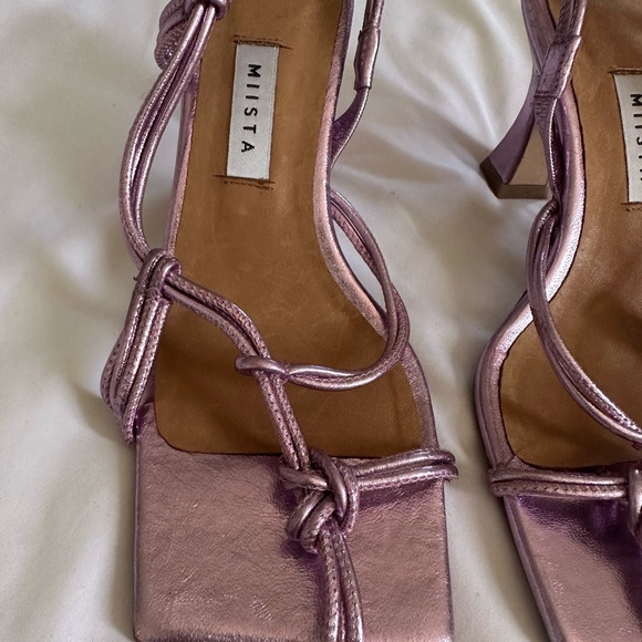 MIISTA metallic purple square toe thong heeled sandal - Picture 2 of 6